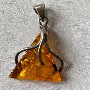 Amber stone vintage pendant